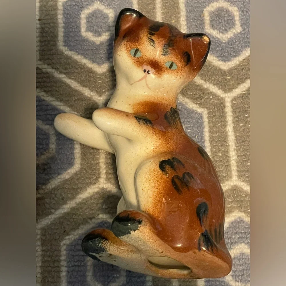 Goebel Vintage Porcelain Cat W. Germany Figurine orange blue eyes